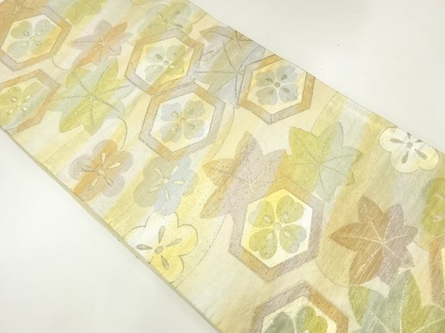 JAPANESE KIMONO / ANTIQUE FUKURO OBI / SILK / WOVEN KIKKO & FLOWERS